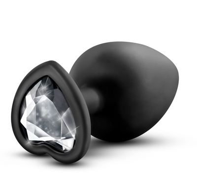 Bling Plug Black with Clear Crystal - Large - Discreet Playground